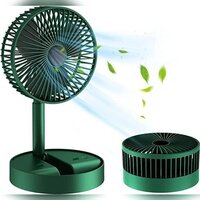 Rechargeable Telescopic Fans Usb Desk Fan Portable Folding Table Fan - Color: Green