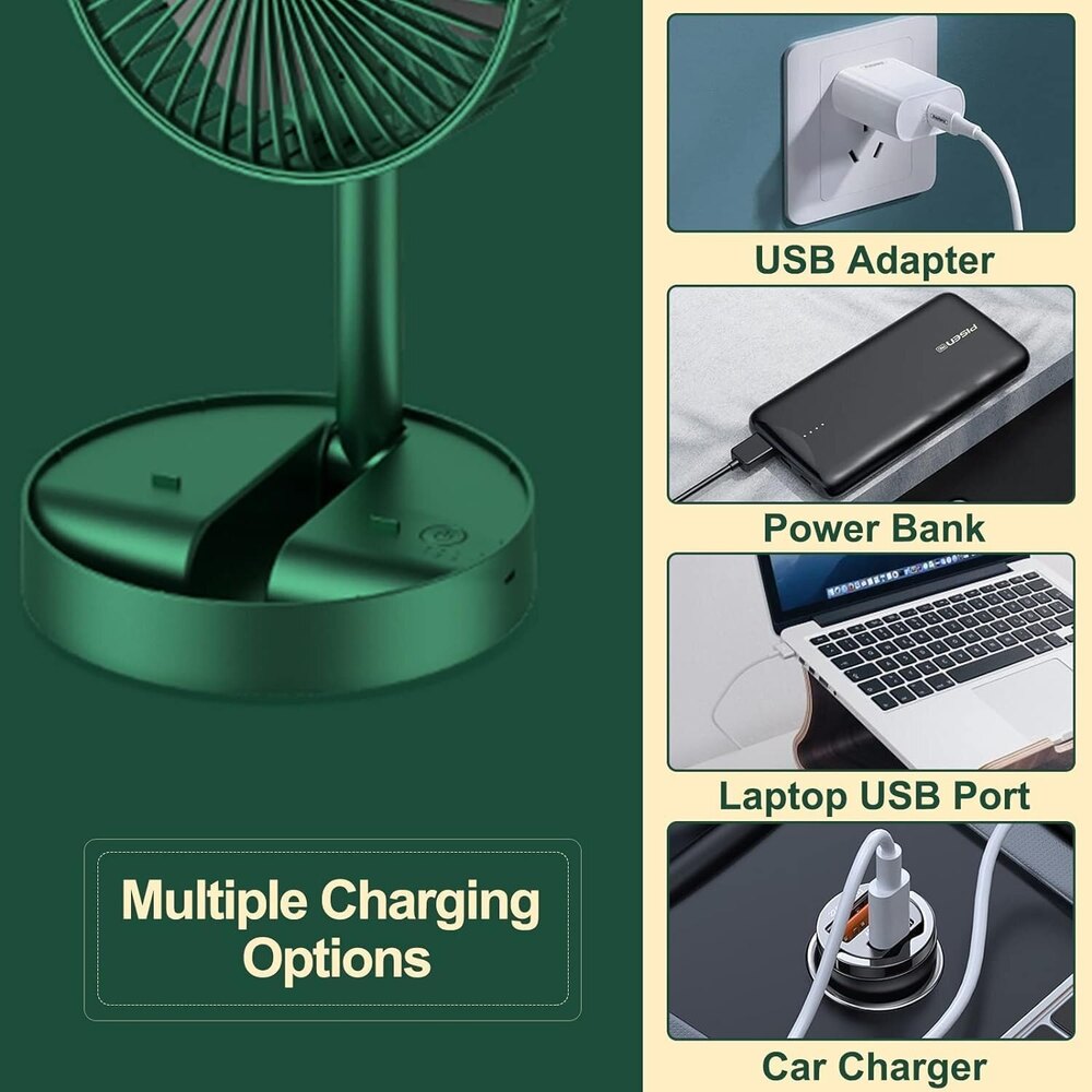 Rechargeable Telescopic Fans Usb Desk Fan Portable Folding Table Fan