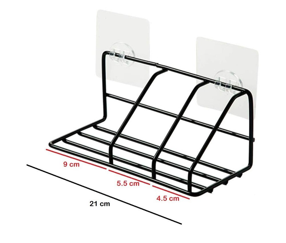 Metal Bathroom Shower Caddy - Metal, 21x9x8 Cm, Glossy Black Finish | Stylish Rectangular Design For Organized Shower Essentials