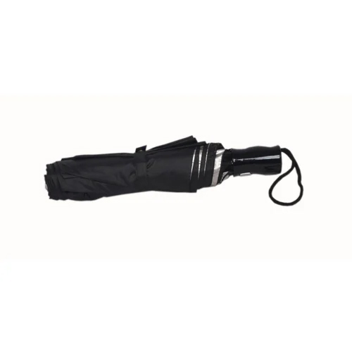 3 Fold Polyester Auto Open Button Black Umbrella - Season: Rainy