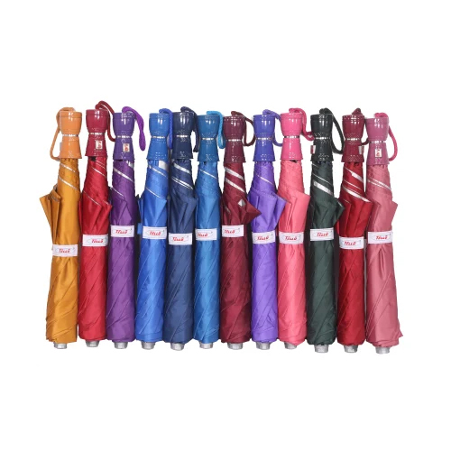 2 Fold Polyester Auto Open Button Plain Umbrella