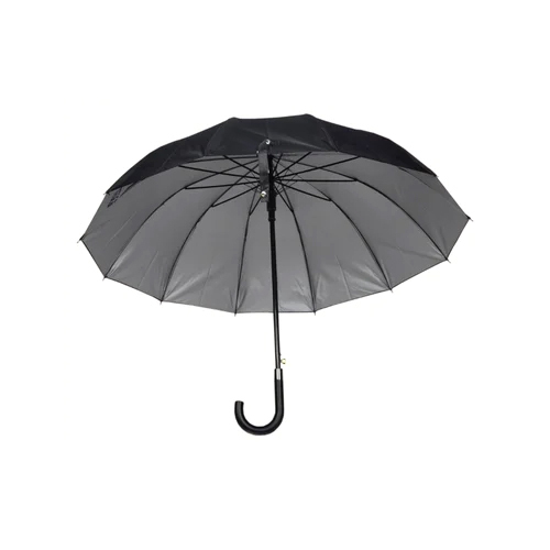 Tello 25X12 Polyester Black Silver Auto Open Umbrella - Season: Rainy