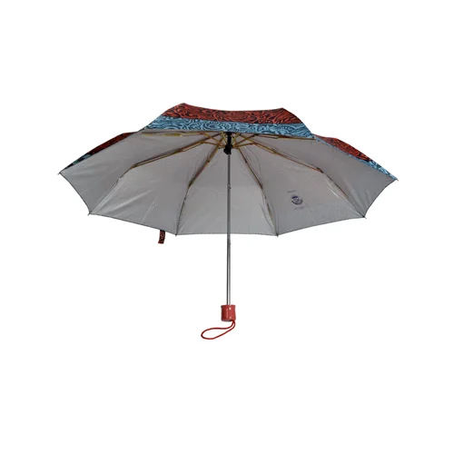 3 Fold Polyester Abstract Print Manual Umbrella - Color: Multicolor