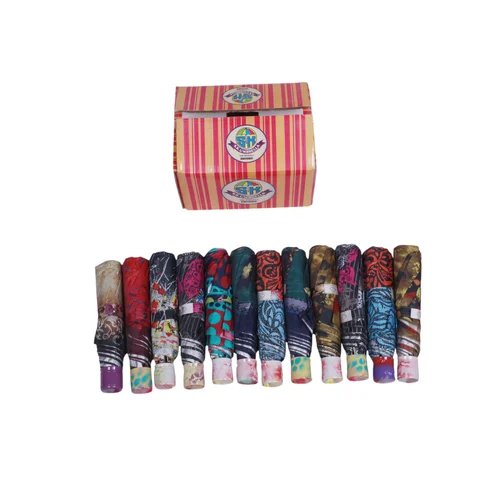 3 Fold Polyester Abstract Print Manual Umbrella - Color: Multicolor