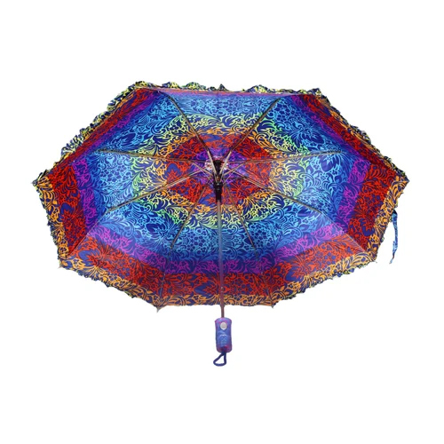 3 Fold Satin Multicolor Printed Umbrella