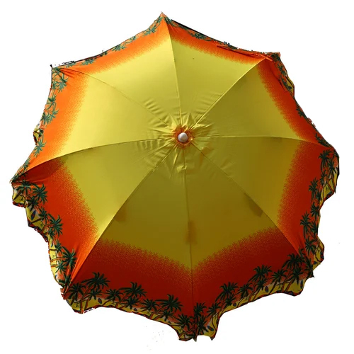 Polyester Yellow Orange Beach Print Umbrella - Color: Multicolor