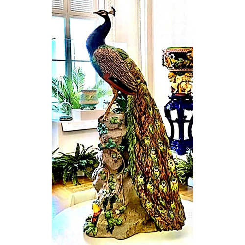 Peacock Statue - Color: Multicolor