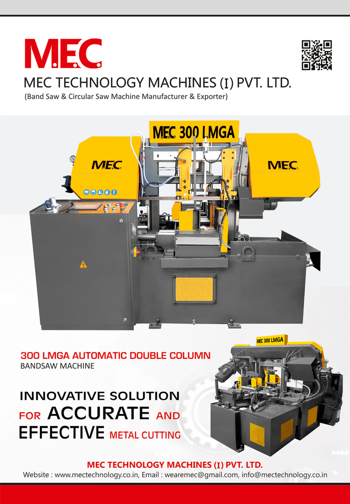 Double Column Automatic Bandsaw Machine - Steel, 3500x2100x2450 Mm, Gray | [Automatic Feeding, High Efficiency, Semi-automatic Operation, 10-60 M/m Cutting Speed]