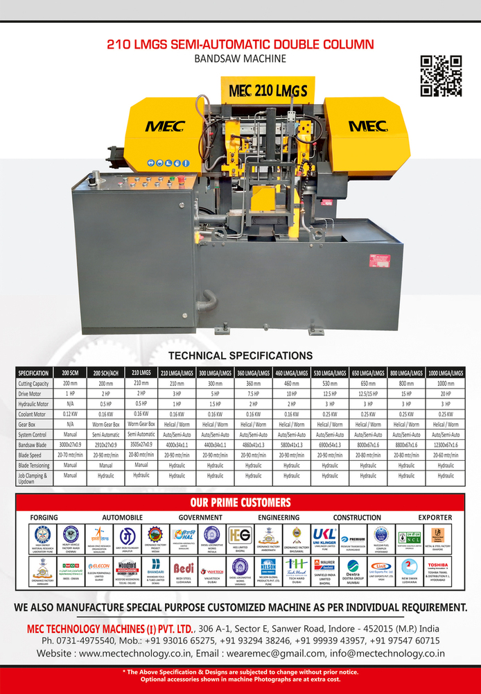 Double Column Automatic Bandsaw Machine - Steel, 3500x2100x2450 Mm, Gray | [Automatic Feeding, High Efficiency, Semi-automatic Operation, 10-60 M/m Cutting Speed]