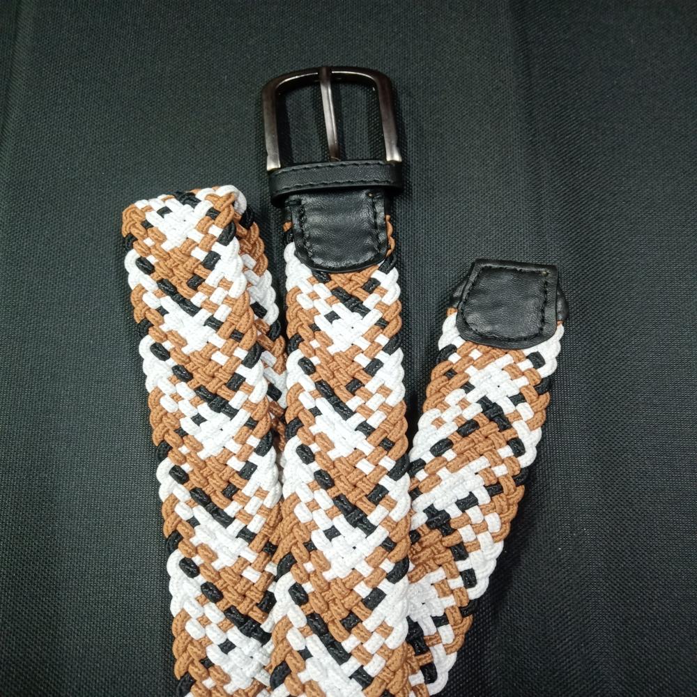 Triple Colour Braided Elastic Belt 