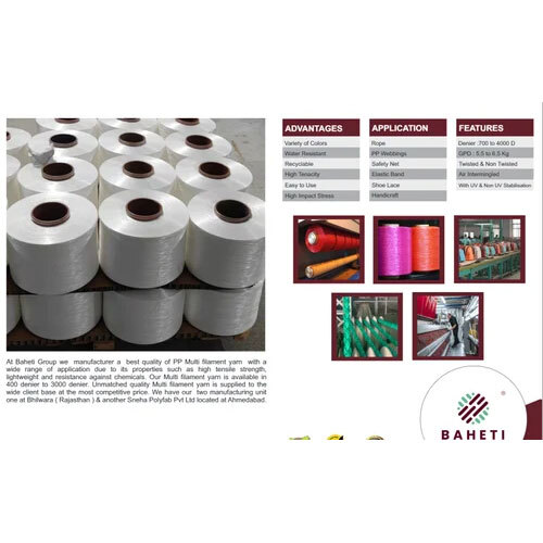Polypropylene Multifilament Yarn - Application: Industrial