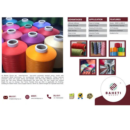 Pp Twisted Yarn - Application: Industrial