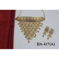 Aad Traditional Rajputi Necklace Set - Color: Golden