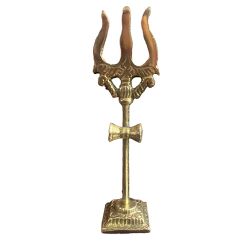 Lord Shiva Brass Trishul With Dambru