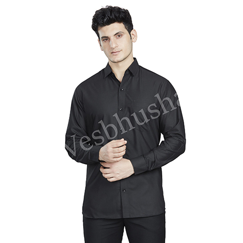 Trendy Mens Full Sleeve Formal Black Shirt