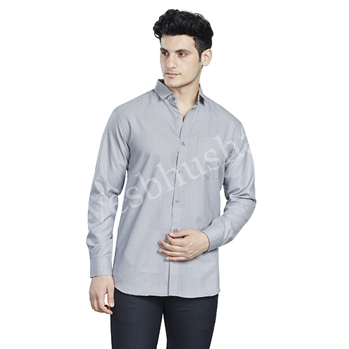 Trendy Mens Full Sleeve Formal Light Grey Shirt
