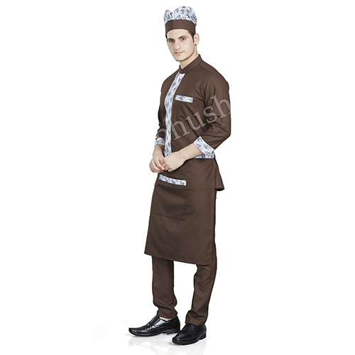 Vesbhushas Creative Half Apron Brown with White Tree Print on belt and pocket