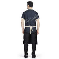 Vesbhushas Simple Half Apron Navy Blue With Cream Belt And Single Pocket - Color: Black