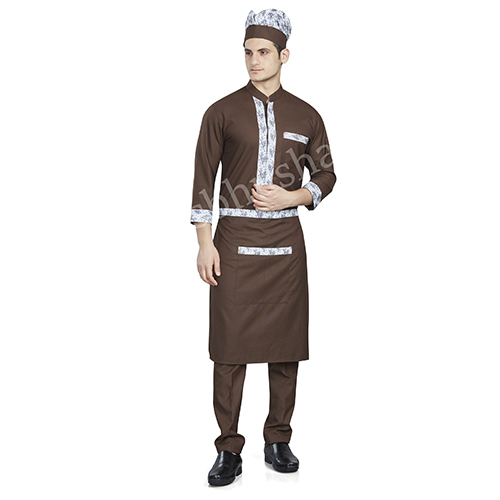 Vesbhushas Trendy Mens Brown with White Floral Print Placket Service Coat