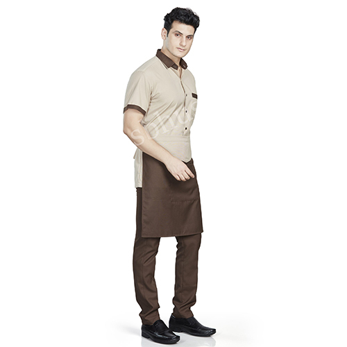Vesbhushas Trendy Mens Cream Shirt with Brwon Collar and Cuff