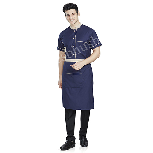 Vesbhushas Trendy Mens Ink Blue Shirt with Cream Collar and Pinping on Cuff