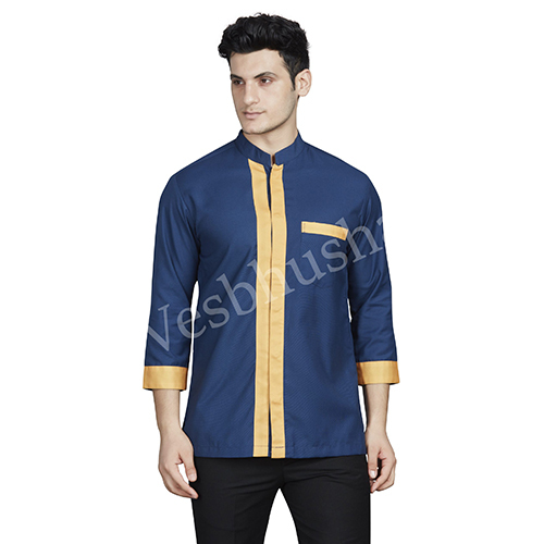 Vesbhushas Trendy Mens Navy Blue with Cream Cross Flapped Service Coat
