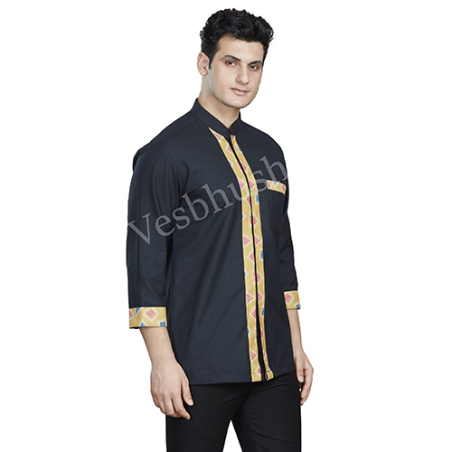 Vesbhushas Trendy Mens Navy Blue with Golden Triangle Printed Coat