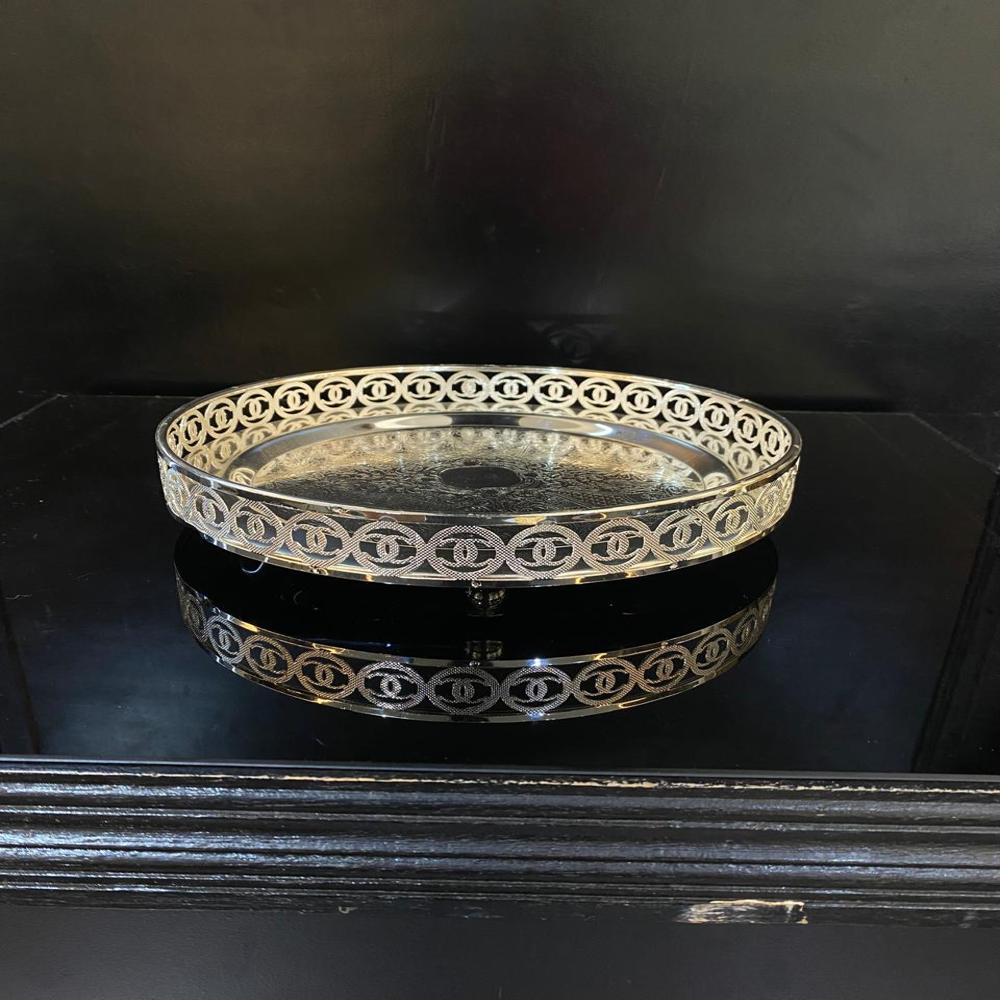 SILVER PLATED ROUND TRAY - Brass or Stainless Steel, Standard Size, Silver Color, Smooth Surface Finish | Versatile for Home Decor and Gifting