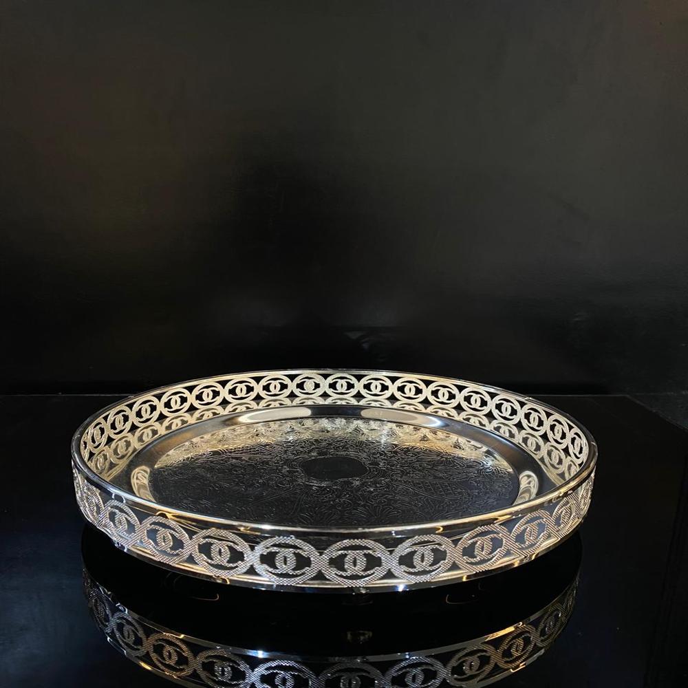 Silver Plated Round Tray - Brass Or Stainless Steel, Standard Size, Silver Color, Smooth Surface Finish | Versatile For Home Decor And Gifting