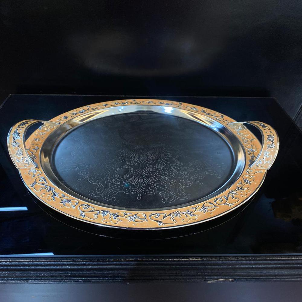 SILVER PLATED ROUND TRAY - Brass or Stainless Steel, Standard Size, Silver Color, Smooth Surface Finish | Versatile Home Decor and Serving Accessory
