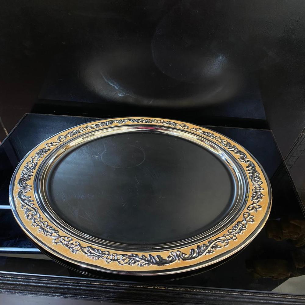 Silver Plated Round Tray - Brass Or Stainless Steel, Standard Size, Silver Color, Smooth Surface Finish | Versatile Home Decor And Serving Accessory