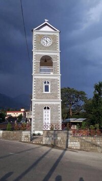 Dharamshala Outdoor Tower Clock - Color: White