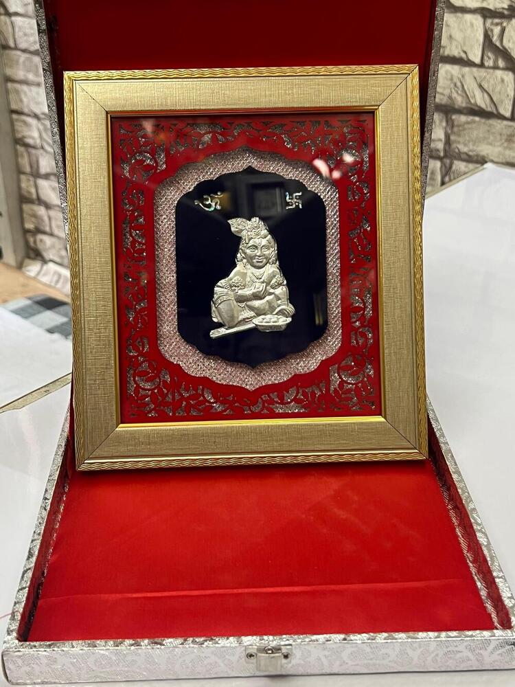 Laddu Gopal silver plated frame