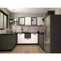 U Shaped Modular Kitchen - Color: Brown