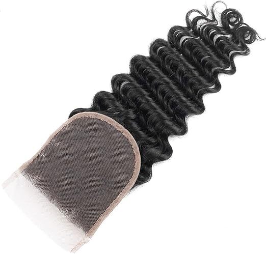 4x 4 Deep Wave Brazilian Virgin Human Hair 130% Density Lace Closure Natural Colour Hair