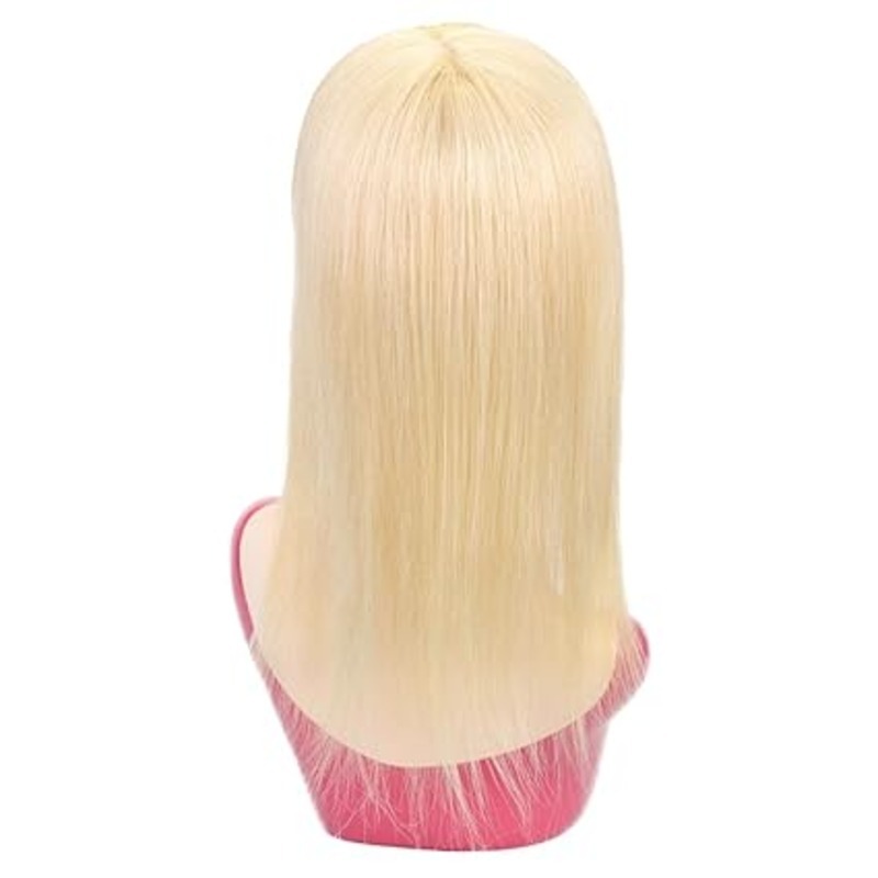 Blonde Natural Human Hair Topper S Toupee Women Clip In Hair Pieces 13X13Cm Middle Part Hair Top Wig Blonde Color 613 12 Inch - Design: N/A