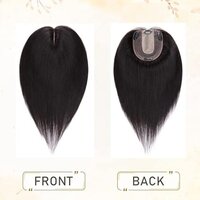 3 Clip In Hair Topper Remy look Crown for Women (18 inch, 120% Density, Black)