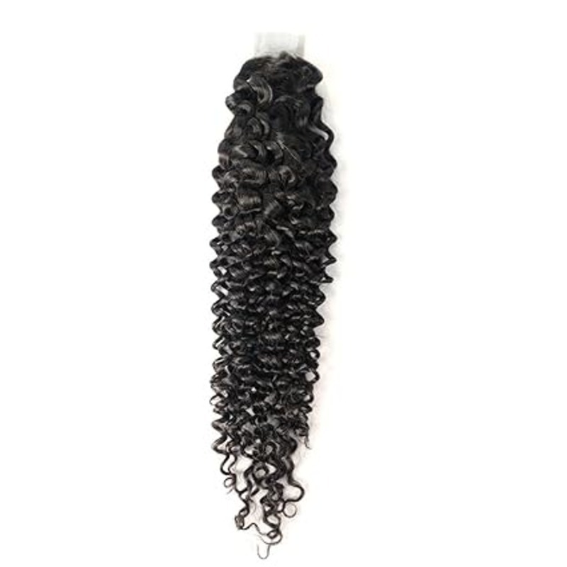 Brazilian 2x6 Lace Closure - 100% Unprocessed Human Virgin Hair Deep Curly Pre-Plucked Hairline With Baby Hair (10 Inch)