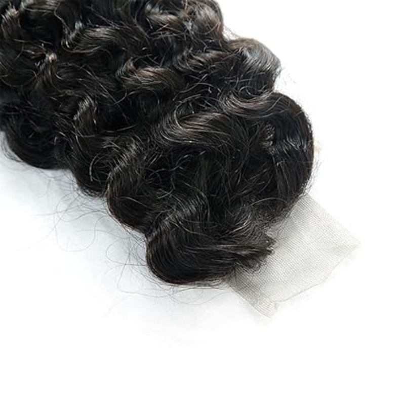 Brazilian 2x6 Lace Closure - 100% Unprocessed Human Virgin Hair Deep Curly Pre-Plucked Hairline With Baby Hair (10 Inch)