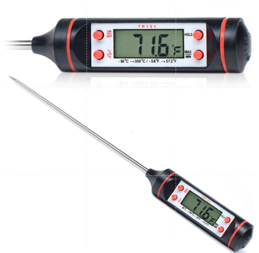 Digital Food Thermometer With Lcd Display - Color: Black