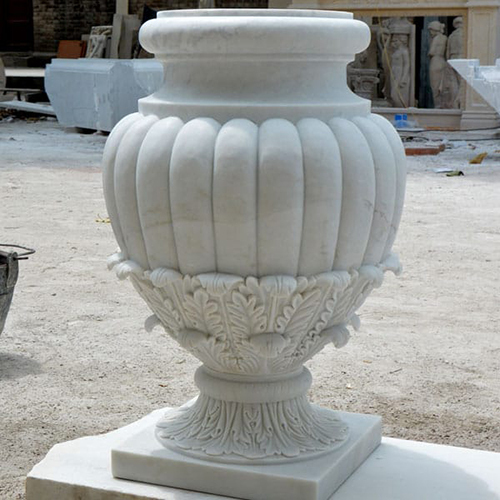 White Marble Flower Pot - Hardness: Rigid