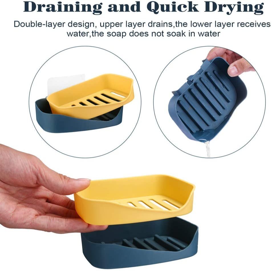 Wall Mounted Plastic Soap Dish - Durable Plastic, Various Sizes, Glossy Finish, Multi-color Options | Rectangular Design For Easy Soap Access