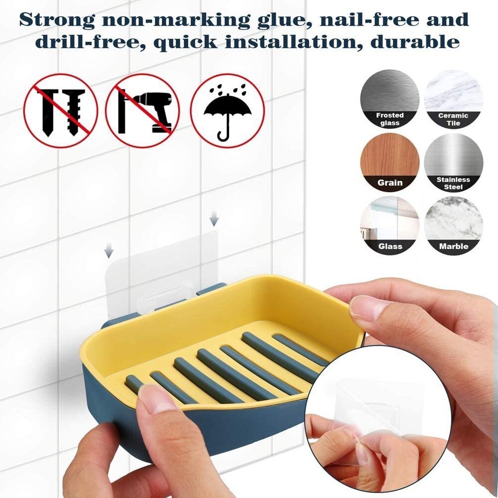 Wall Mounted Plastic Soap Dish - Durable Plastic, Various Sizes, Glossy Finish, Multi-color Options | Rectangular Design For Easy Soap Access