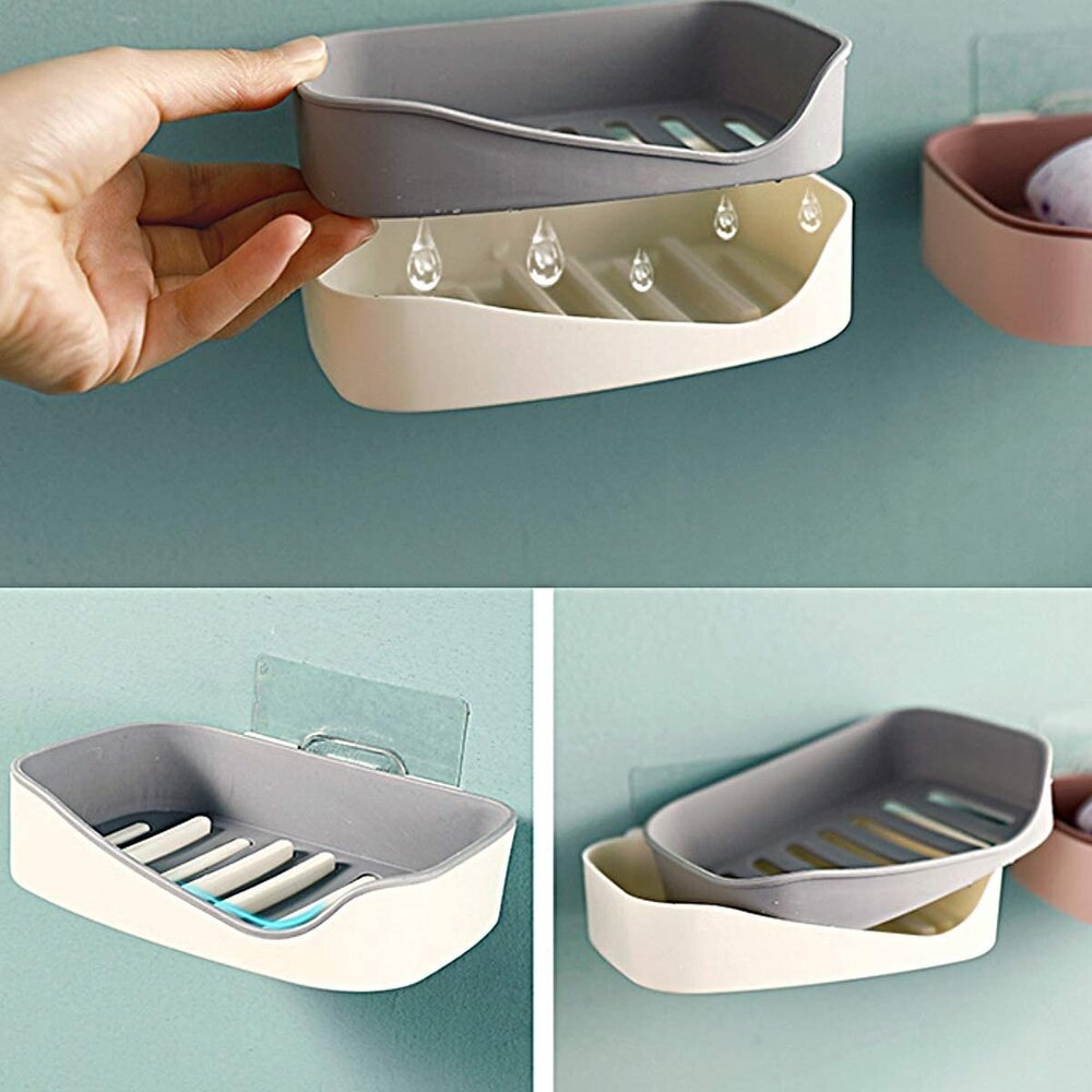 Wall Mounted Plastic Soap Dish - Durable Plastic, Various Sizes, Glossy Finish, Multi-color Options | Rectangular Design For Easy Soap Access