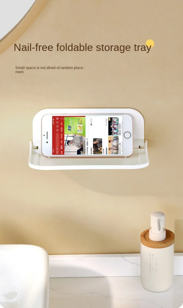 Plastic Wall Mounted Shelf - Plastic, 18x11 Cm, Glossy White Finish | Sturdy Rectangular Design For Space-saving Storage Solutions