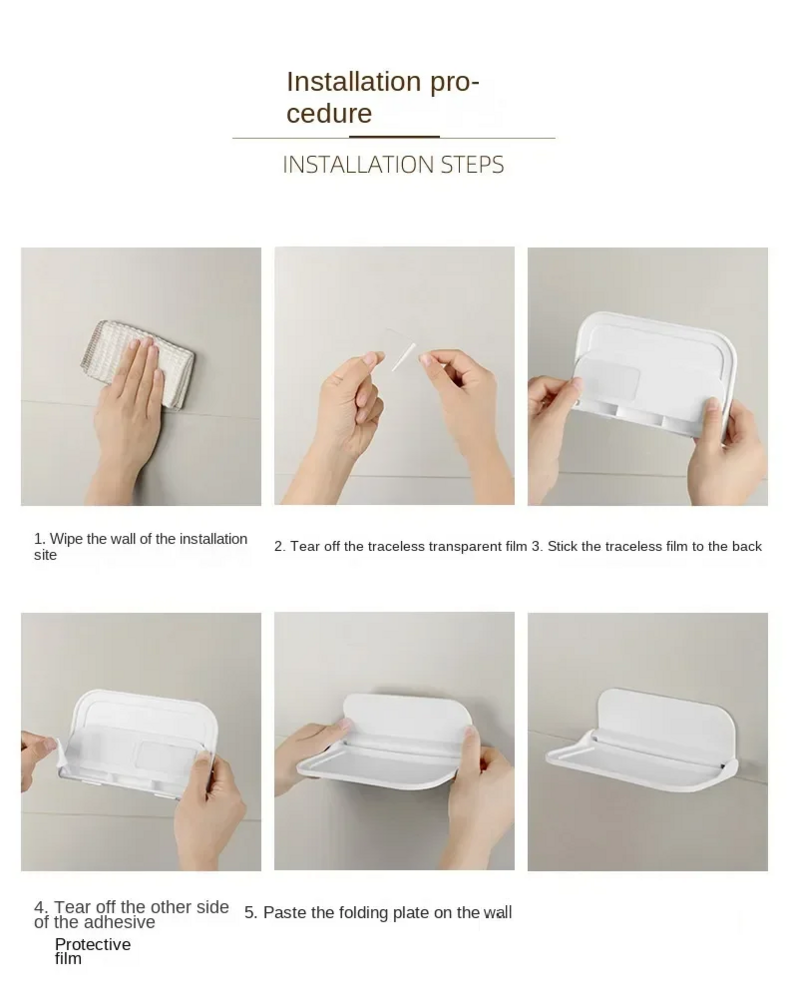Plastic Wall Mounted Shelf - Plastic, 18x11 Cm, Glossy White Finish | Sturdy Rectangular Design For Space-saving Storage Solutions