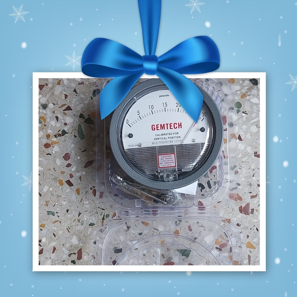 Gemtech Instruments Differential Pressure Gauge Range 60-0-60 Pa - Accuracy: 2% (-Ha Model 1) Of Fs (3% (-Ha 1.5%) On -0