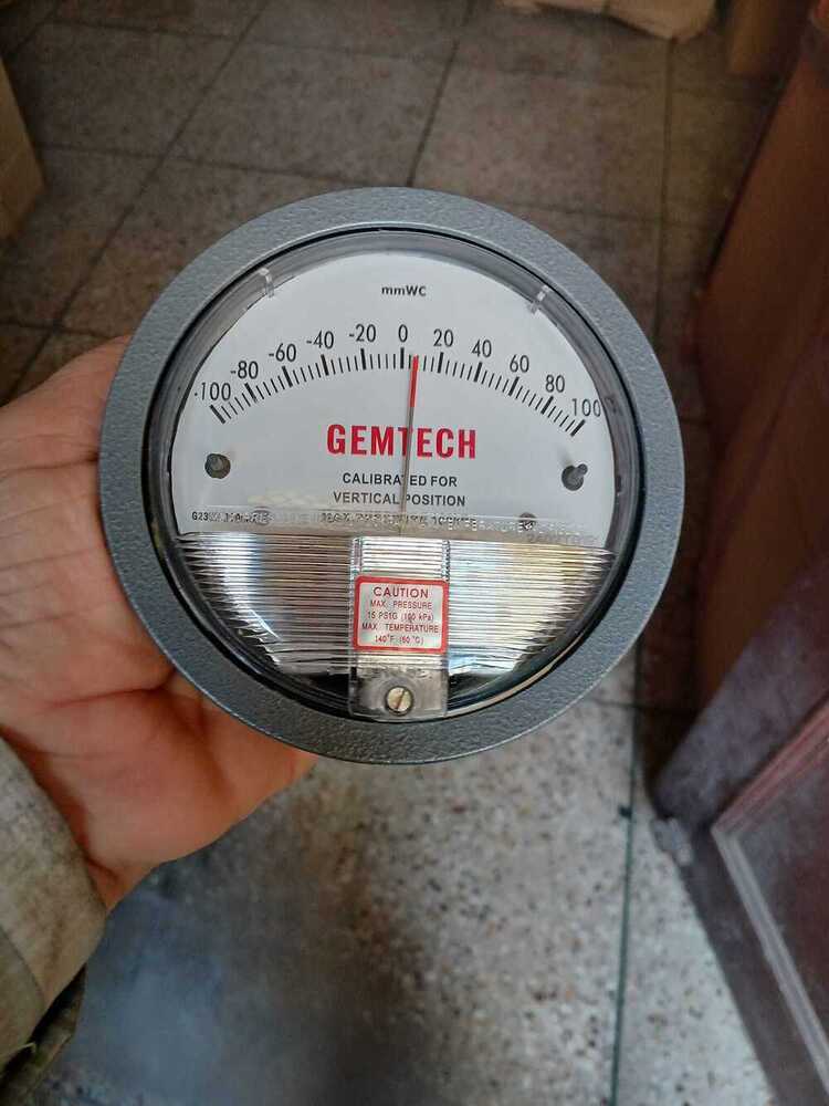 Gemtech Differential Pressure Gauge Range 100-0-100 Pa - Accuracy: 2% (-Ha Model 1) Of Fs (3% (-Ha 1.5%) On -0