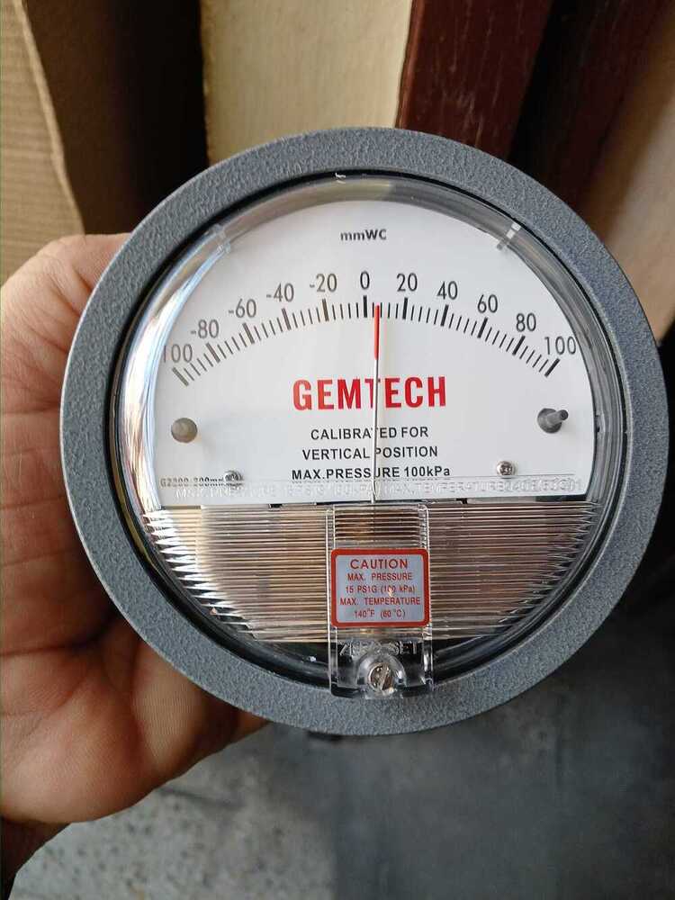 Gemtech Differential Pressure Gauge Range 100-0-100 Pa - Accuracy: 2% (-Ha Model 1) Of Fs (3% (-Ha 1.5%) On -0