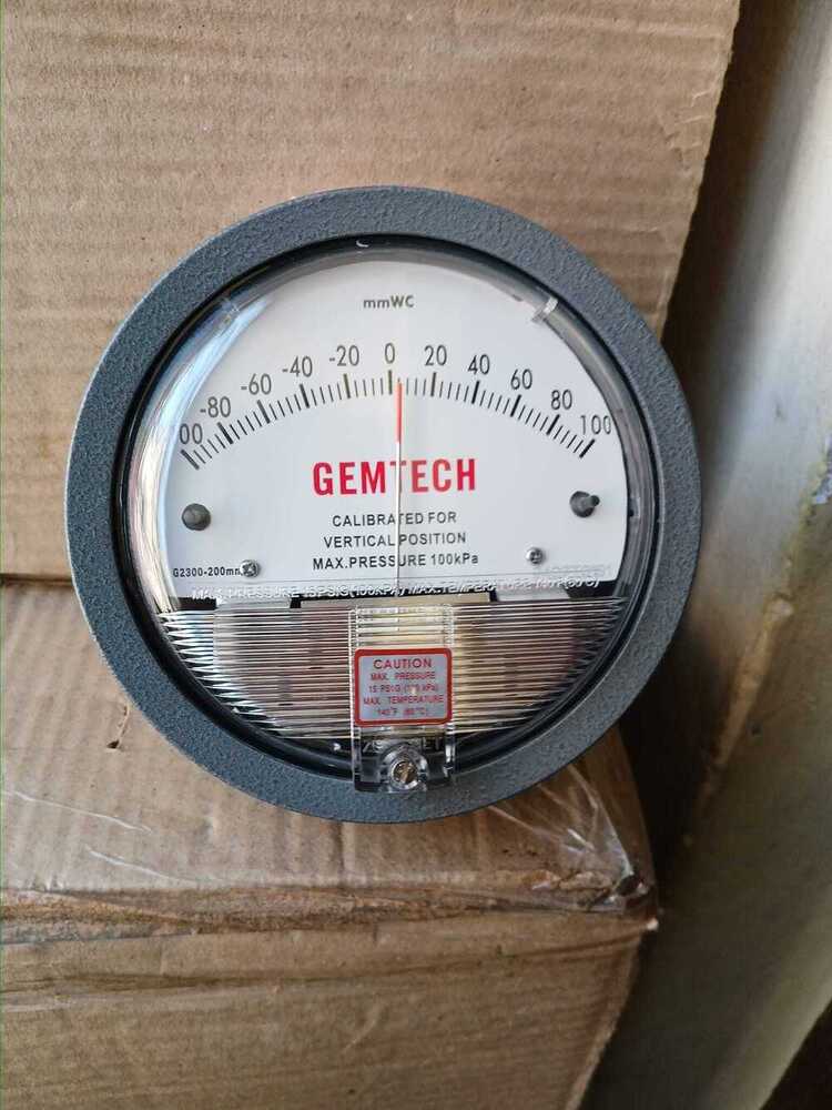 Gemtech Differential Pressure Gauge Range 100-0-100 Pa - Accuracy: 2% (-Ha Model 1) Of Fs (3% (-Ha 1.5%) On -0